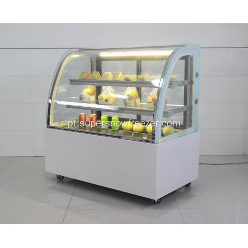 Vitrine de geladeira com vitrine de pão de vidro curvo